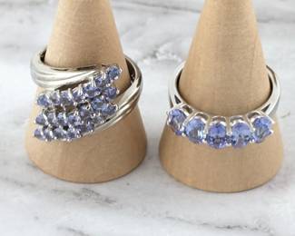 Two Sterling Silver and Tanzanite Rings