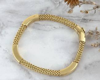 14K Yellow Gold Square Mesh Design Bracelet