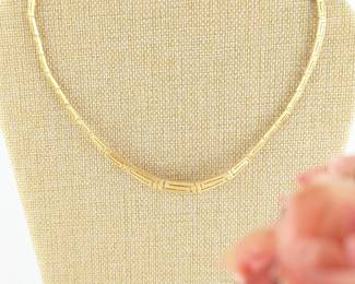 14K Yellow Gold Graduated Greek Key Link Necklace