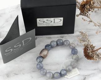 Simon Sebbag Designs Sterling Silver & Iolite Bead Stretch Bracelet - New in Box