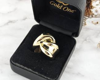  Gold One 1K Yellow Gold Twisted Band Ring - New in Box
