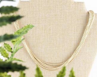 14K Yellow Gold & Diamond Multi Chain Necklace