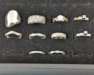 Lot of 10 Sterling Silver & CZ Rings