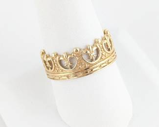 14K Yellow Gold Crown Ring