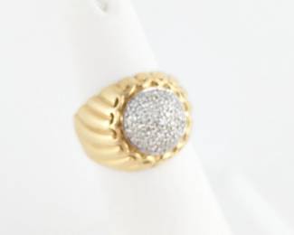 14K Yellow Gold & Diamond Cluster Ring