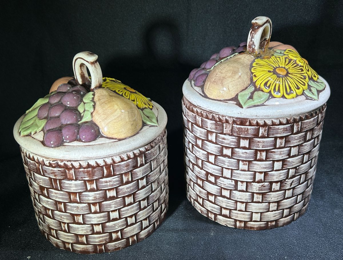 . … including these adorable handmade vintage canisters and…