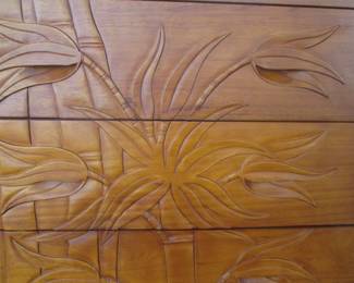 Carved and Detailed Floral & Landscape Design with Drawer Pulls as Part of the Design