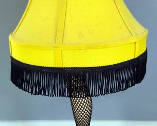 Leg Lamp Table Lamp With Fringed Shade, 18" Tall, Powers On