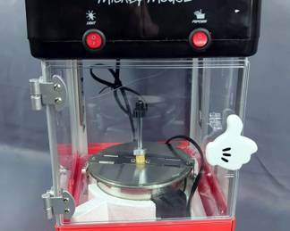 Disney Mickey Mouse Movie Theater Style Kettle Popcorn Popper Includes 4 Serving Containers, Model DCM-250, 1 Panel Is Broken, Original Box Has Damage