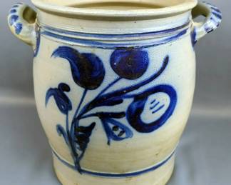 Handcrafted Double Handled Stoneware Crock 12" Tall, Marked 12