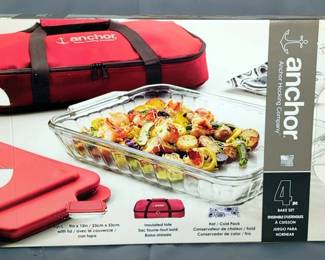 Anchor Hocking 4 Piece Bake Set, Includes 9" X 13" Baking Dish With Lid , Insulated Tote And Hot/Cold Pack