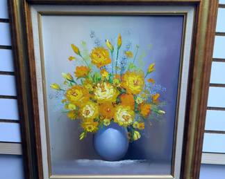 Still Life Acrylic Framed Painting Signed Berry, 27" x 23"