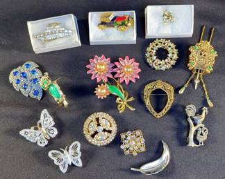 Ladies Brooches And Shirt Pins, Various Styles, Qty 15