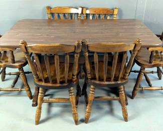 Trestle Dining Table And 6 Chairs, Table Measures 29.5" X 60" X 36"