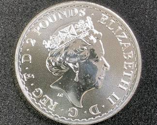 2021 Great Britain 2 Pounds 1 Oz. .999 Silver Britannia Coins, Qty 3