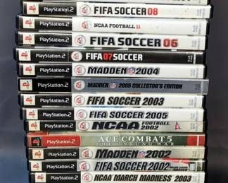 Play Station 2 Games Including NCAA Football, FIFA Soccer 2005, Ace Combat 5 And More, Qty 20
