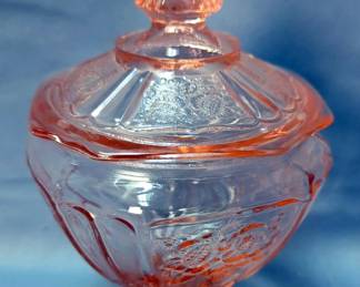 Depression Glass Assortment Including Lidded Biscuit Jar, Candy Dishes, Wine Glasses, Plates And More