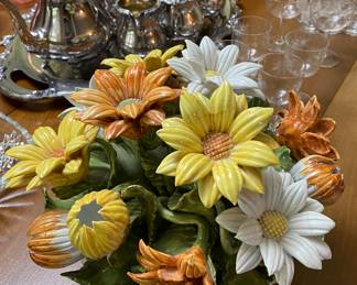 VTG Meiselman Italian Import Ceramic Flowers Floral Arrangement 