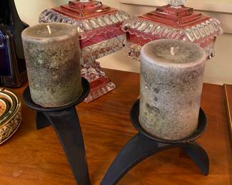 1960’s Brutalist Iron Candle Stands 
