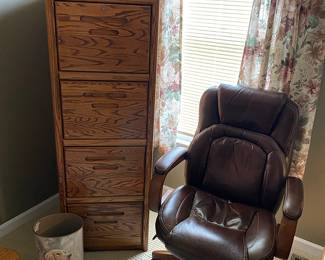 Oak File Cabinet & Office Chair