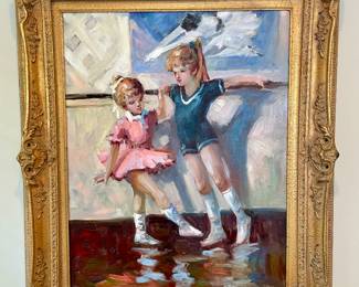 large painting of ballerinas