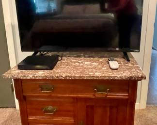 eastlake marble top chest, flat screen TV