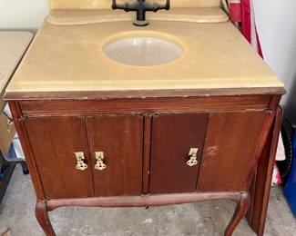 sink made from old Victrola cabinet