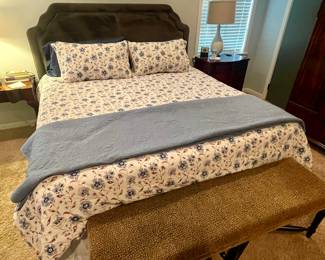 Gray velvet king size bed set