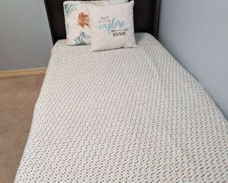 Twin Bed with Headboard and Mattress - $100 (bedspread and pillows are not included.
