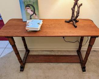 Vintage Library Table - $140 - 4' wide, 18" deep, 27.5" tall.