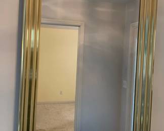 Gold Tone Brass Mirror And Lighted Cabinet 