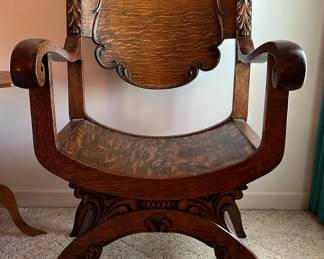 Vintage Wood Carved Side Chair 