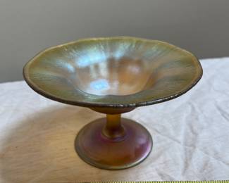 Louis Comfort Tiffany gold iridescent footed bowls.....