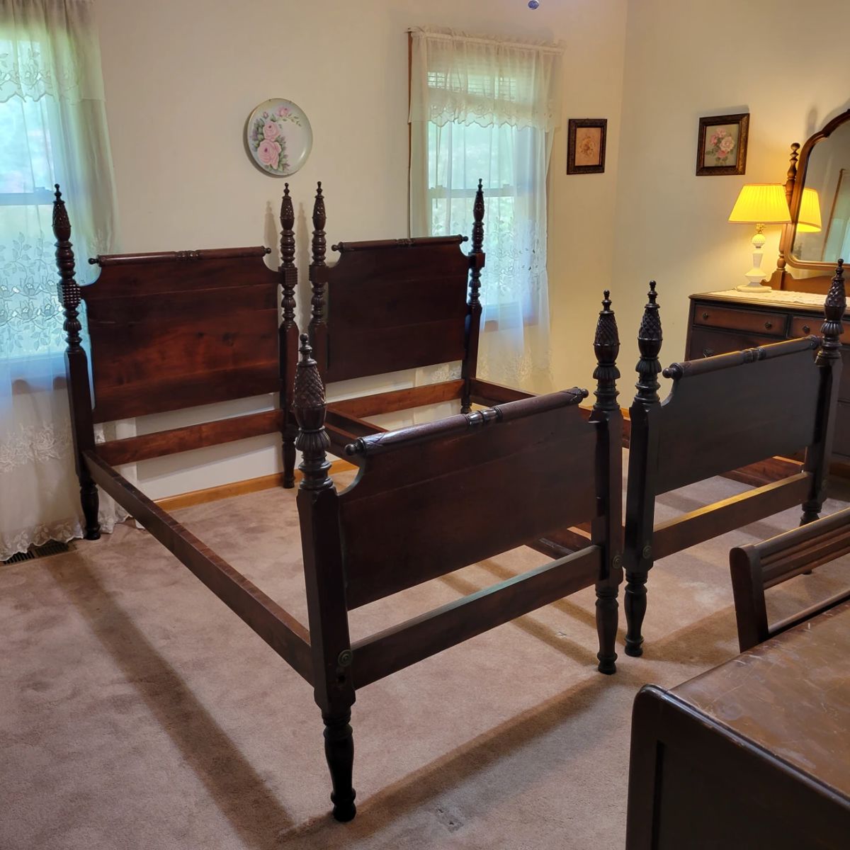 Antique Twin Mahogany Poster Beds