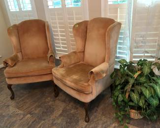 Pair wingback sturdy chairs 