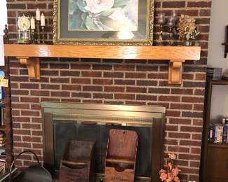 Antique wood boxes & gorgeous Framed magnolia print