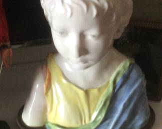 Italian majolica bust of a little boy