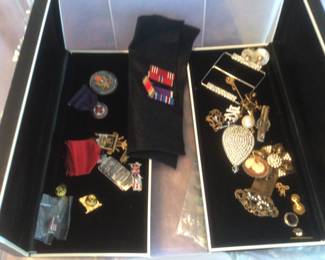 Costume jewelry including jet brooch and earrings