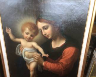 Joseph Mazzolini (1806-1876 Italy) Portrait of the Madonna and Child, oil on canvas