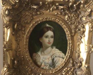 Late 20thc portrait of a noblewoman, oil on canva