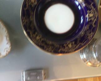 Antique Collamore cobalt and gilt plates