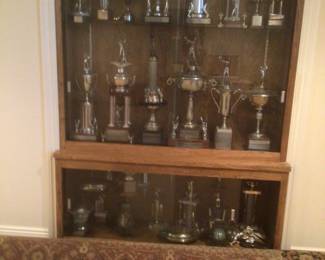 Group of large silver plate trophies