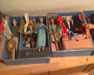Barbie and Kens with trunks and clothing 1960’s