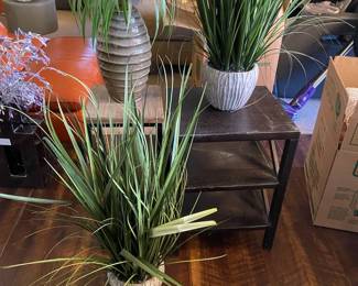 Two Small Accent Tables Three Faux Plants