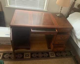 Leather To and Toold Kneehole Desk