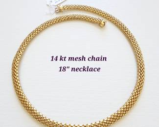 14kt gold mesh chain necklace