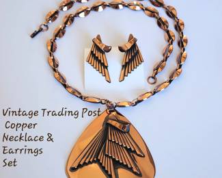 Vintage Trading Post copper necklace & earrings set
