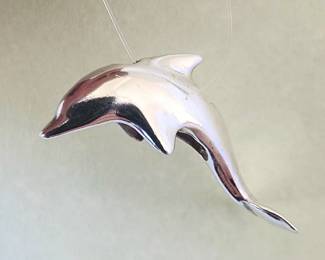 Sterling leaping dolphin slide pendant