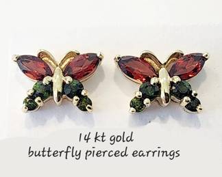 14 kt gold butterfly earrings