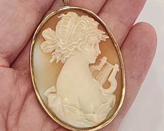 Large, antique shell cameo in 14kt gold